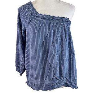 American Eagle Outfitters Blue / White stripe Blouse one shoulder sleeve top